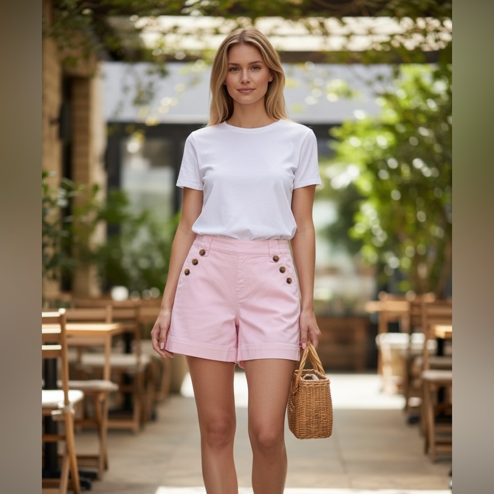Westbound Pink Button-Accent High-Rise Women's Shorts. NWT